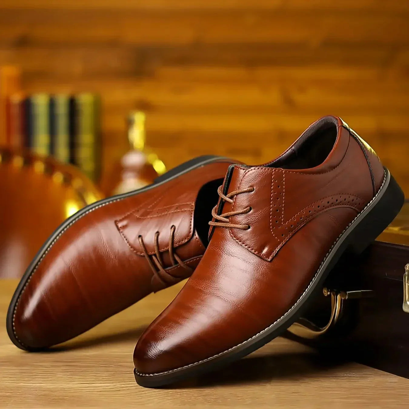 Herren Schnürschuh Business Leder Schwarz - Norvielle
