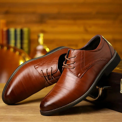 Herren Schnürschuh Business Leder Schwarz - Norvielle