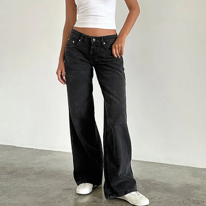 Damen Weitbein Jeans Helle Vintage Farbe