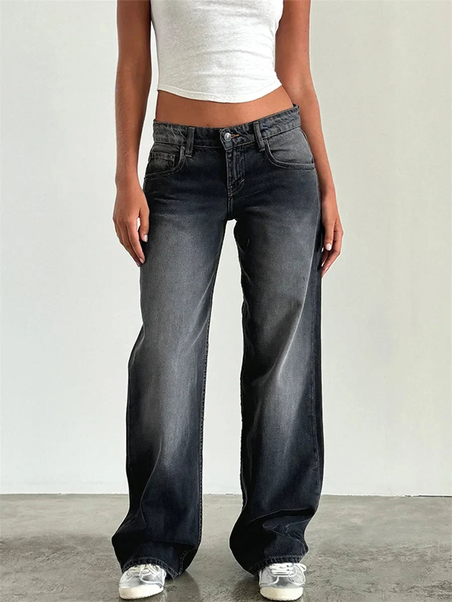 Damen Weitbein Jeans Vintage Look