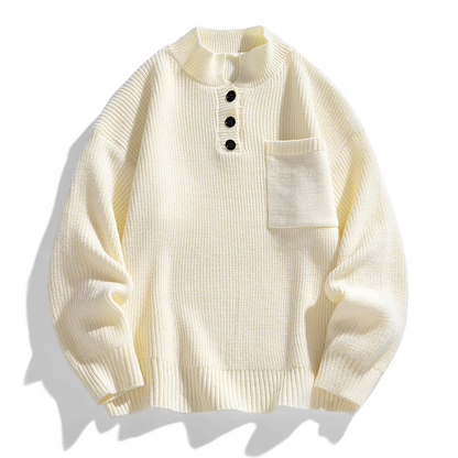 Herren Strickpullover Knopfleiste Winter