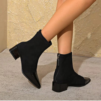 Damen Winter-Ankle-Boots Mit Blockabsatz