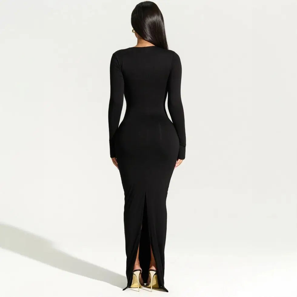 Damen Maxikleid Fließendes Design Klare Silhouette