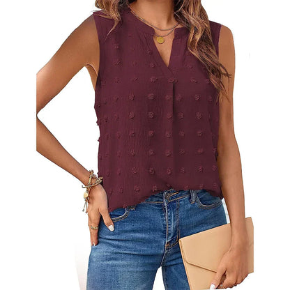 Damen Tanktop Ohne Ärmel V-Ausschnitt Bluse Sommer