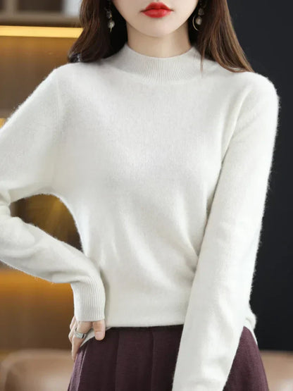 Norvielle Damen Pullover Schurwolle Natürlich Beige