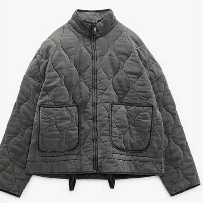 Damen Winterjacke Kuschelig Übergangsjacke mit Taschen