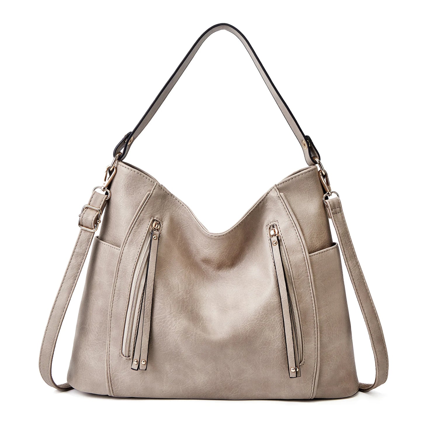 Elegante Damenhandtasche Leder Schwarz - Norvielle