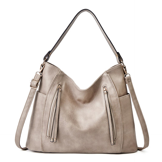 Elegante Damenhandtasche Leder Schwarz - Norvielle