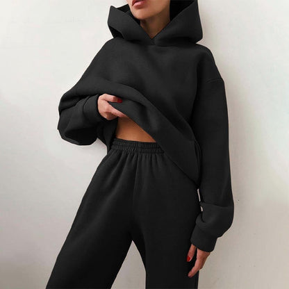Damen Jogging-Set Oversized Weiche Baumwolle Kapuze