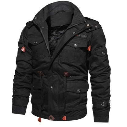 Herren Militärjacke Mehrfachtaschen Olivegrün