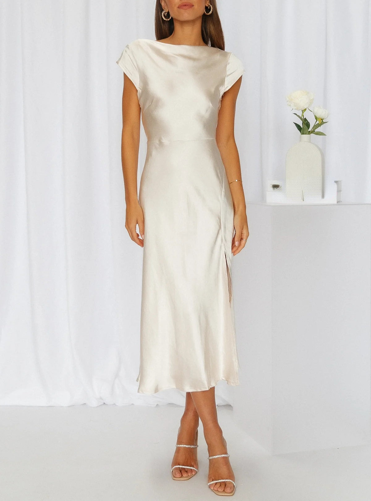 Norvielle Damen Seidenkleid Elegant