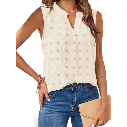 Damen Tanktop Ohne Ärmel V-Ausschnitt Bluse Sommer