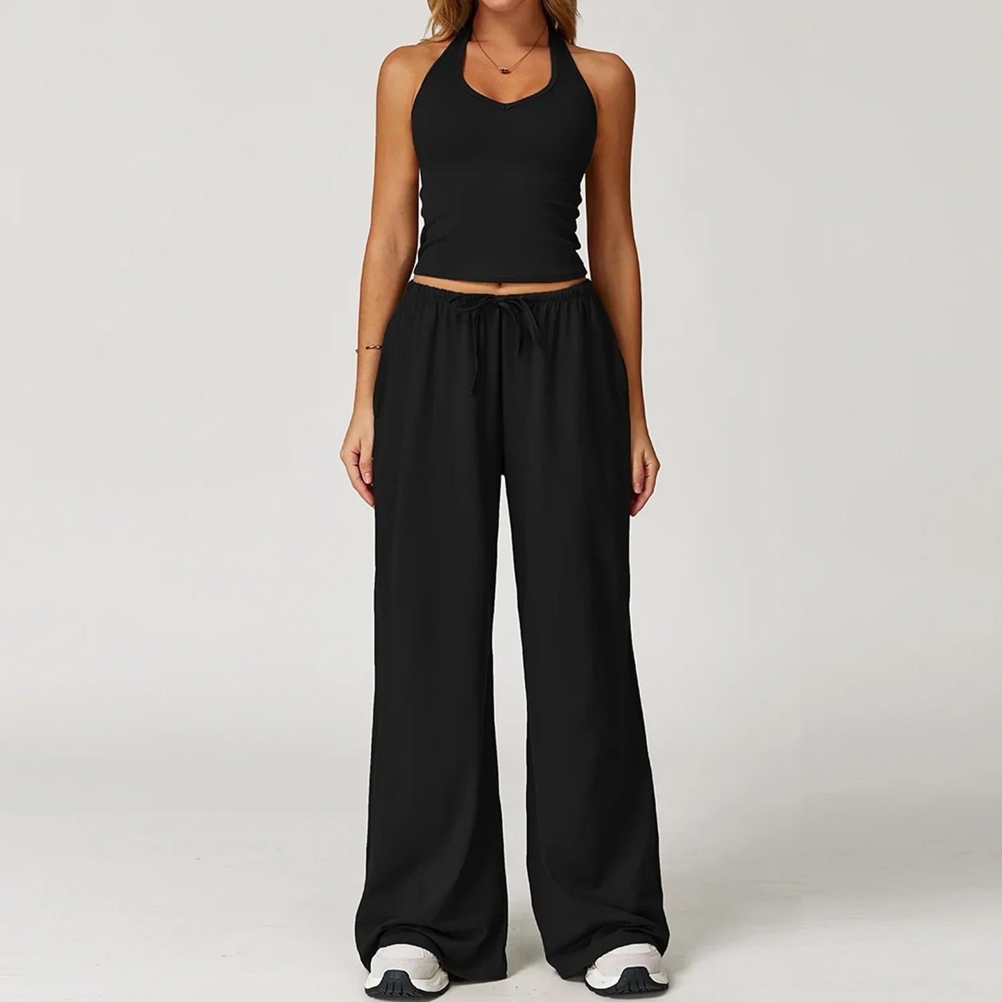 Damen Lounge Set Halter Crop - Norvielle