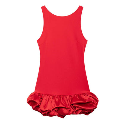 Damen Mini Kleid Rüschen Design
