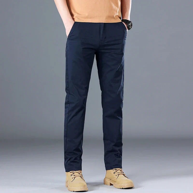 Herren Baumwollhose Slim Fit Gerades Bein Schwarz - Norvielle