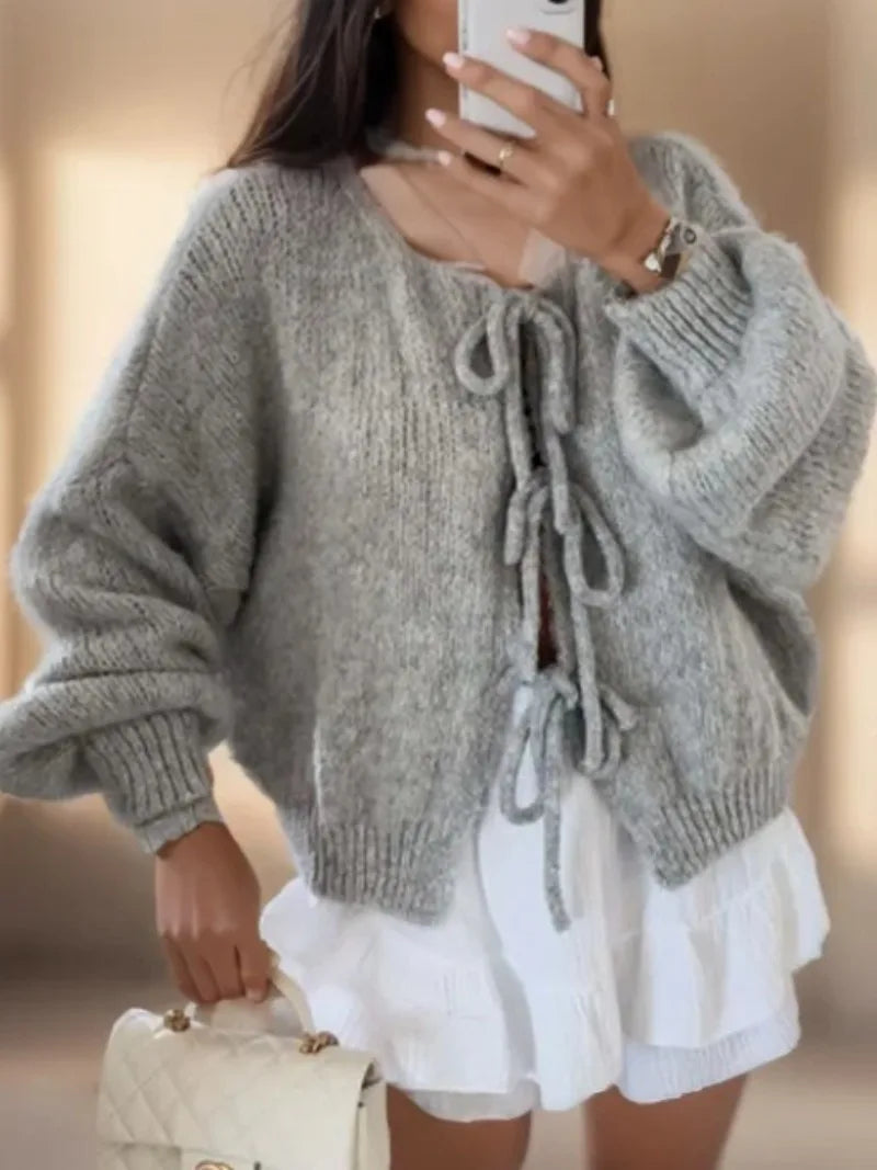 Damen Warme Strickjacke Langärmlig
