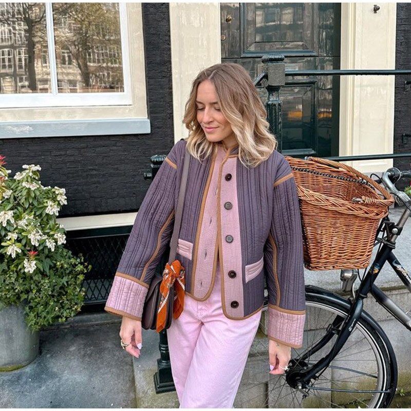 Damen Übergangsjacke Bequem Knöpfe