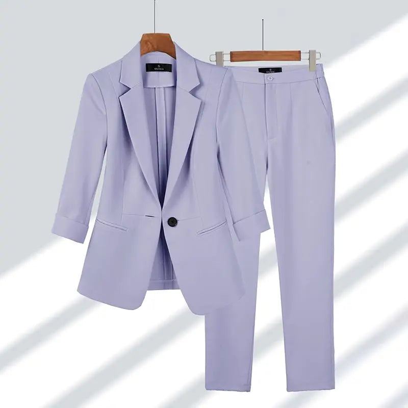 Damen Blazer-Hosen-Set Kirsche
