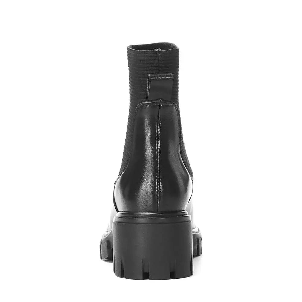 Damen Chelsea Boots Rindsleder Blockabsatz