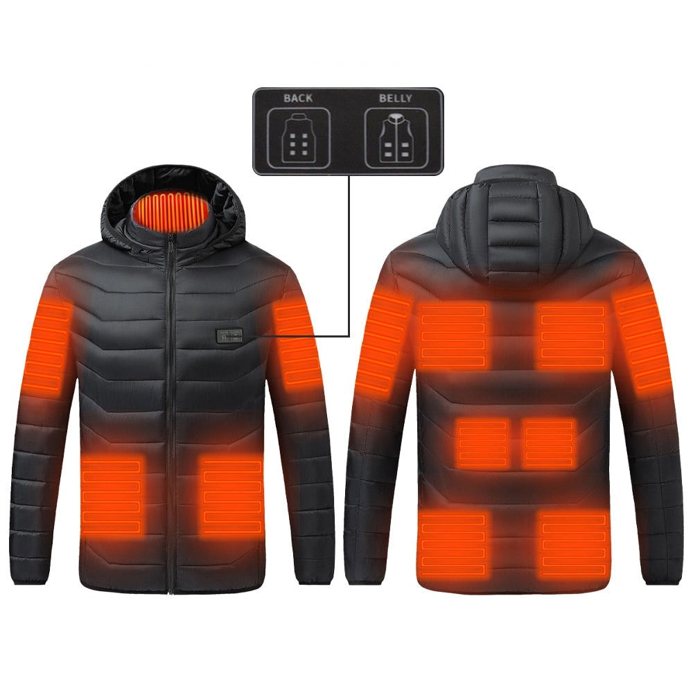 e Heizjacke mit Kapuze, 9-21 beheizte Zonen, USB