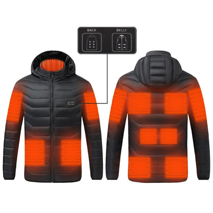 e Heizjacke mit Kapuze, 9-21 beheizte Zonen, USB