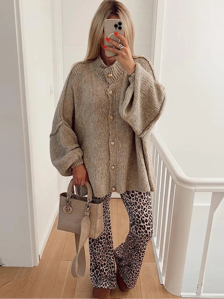 Norvielle Damen Übergroßer Cardigan Bequem