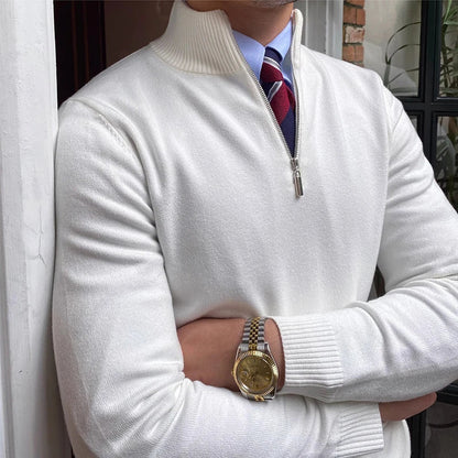 Elias Herren Pullover Viertelzip Merino Frühjahr Beige