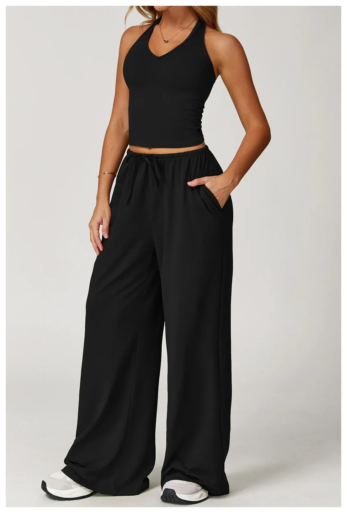 Damen Lounge Set Halter Crop