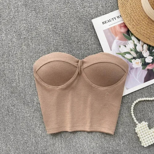 Damen Bustier- Rippstruktur Geformte Cups
