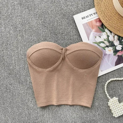 Damen Bustier- Rippstruktur Geformte Cups