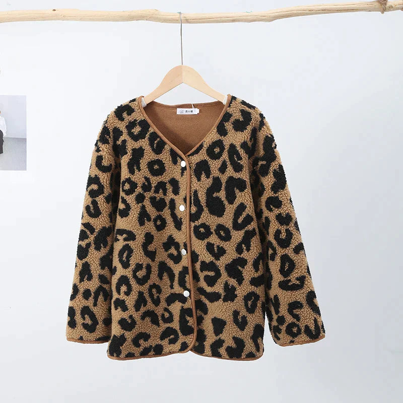 Norvielle Damen Strickjacke Leopardenmuster