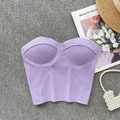 Damen Bustier- Rippstruktur Geformte Cups