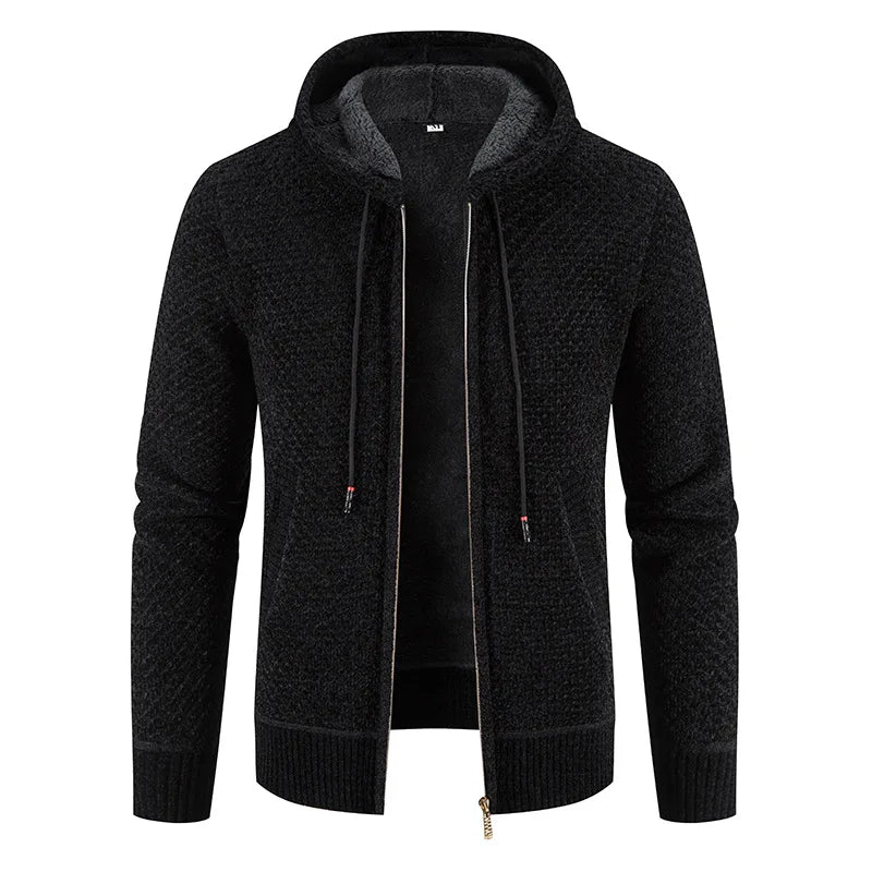 Herren Strickjacke mit Kapuze Reißverschluss