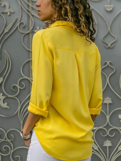 Damen Bluse Kragen Knopfleiste