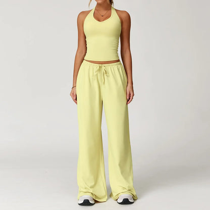 Damen Lounge Set Halter Crop