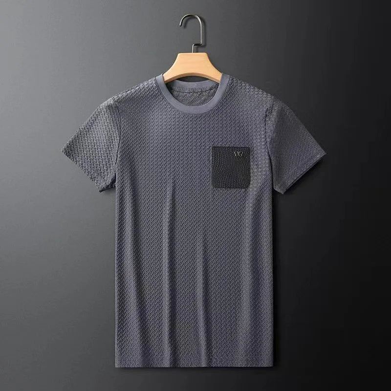 Kurzärmeliges T-Shirt Rundhals mit Brusttasche
