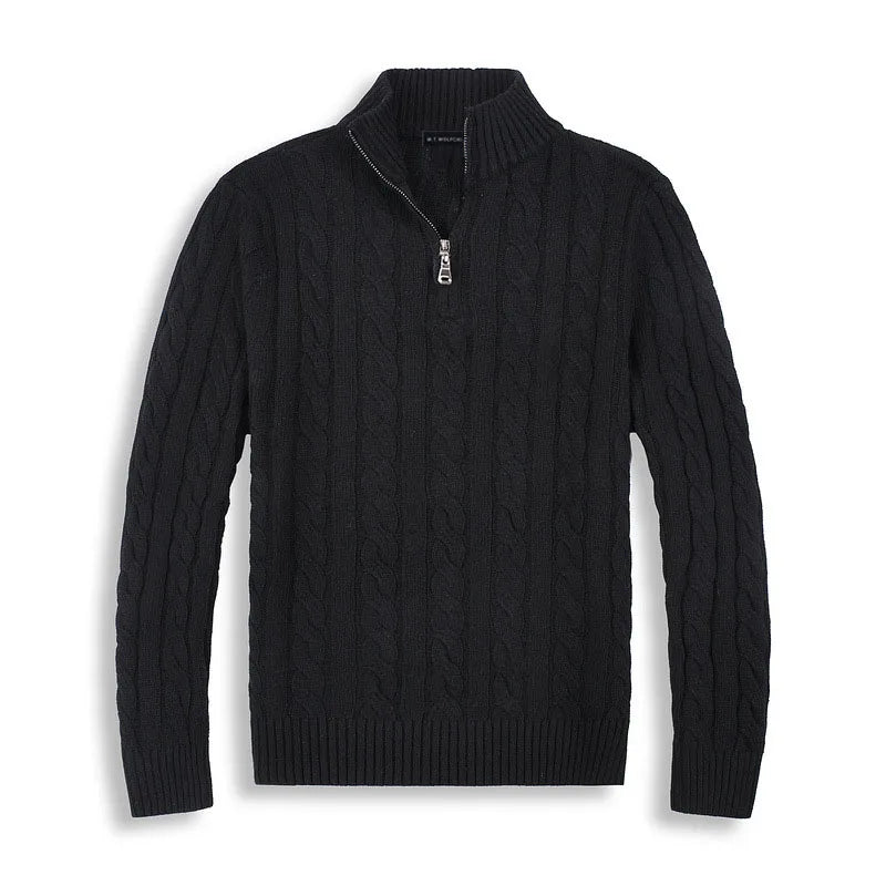 Herren Halbzip Pullover Zopfmuster Stehkragen
