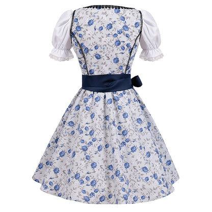 Damen Oktoberfest Kleid Kurzärmelig Spitze mit Schürze - Norvielle