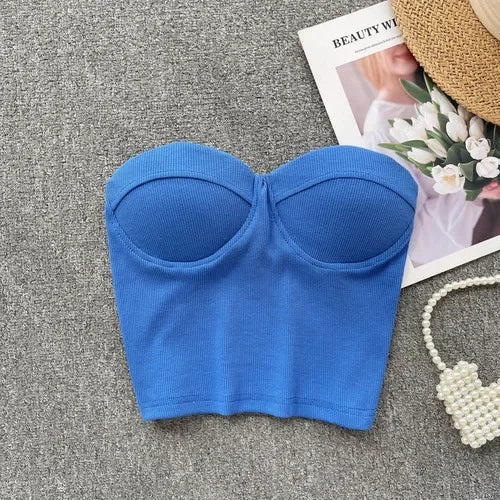 Damen Bustier- Rippstruktur Geformte Cups