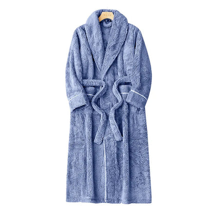 Veloura Luxus Bademantel Damen blaugrau – weicher Plush Morgenmantel