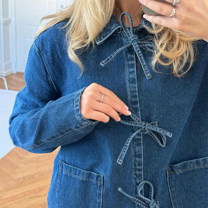 Damen Jeansjacke Baumwolle Oversized