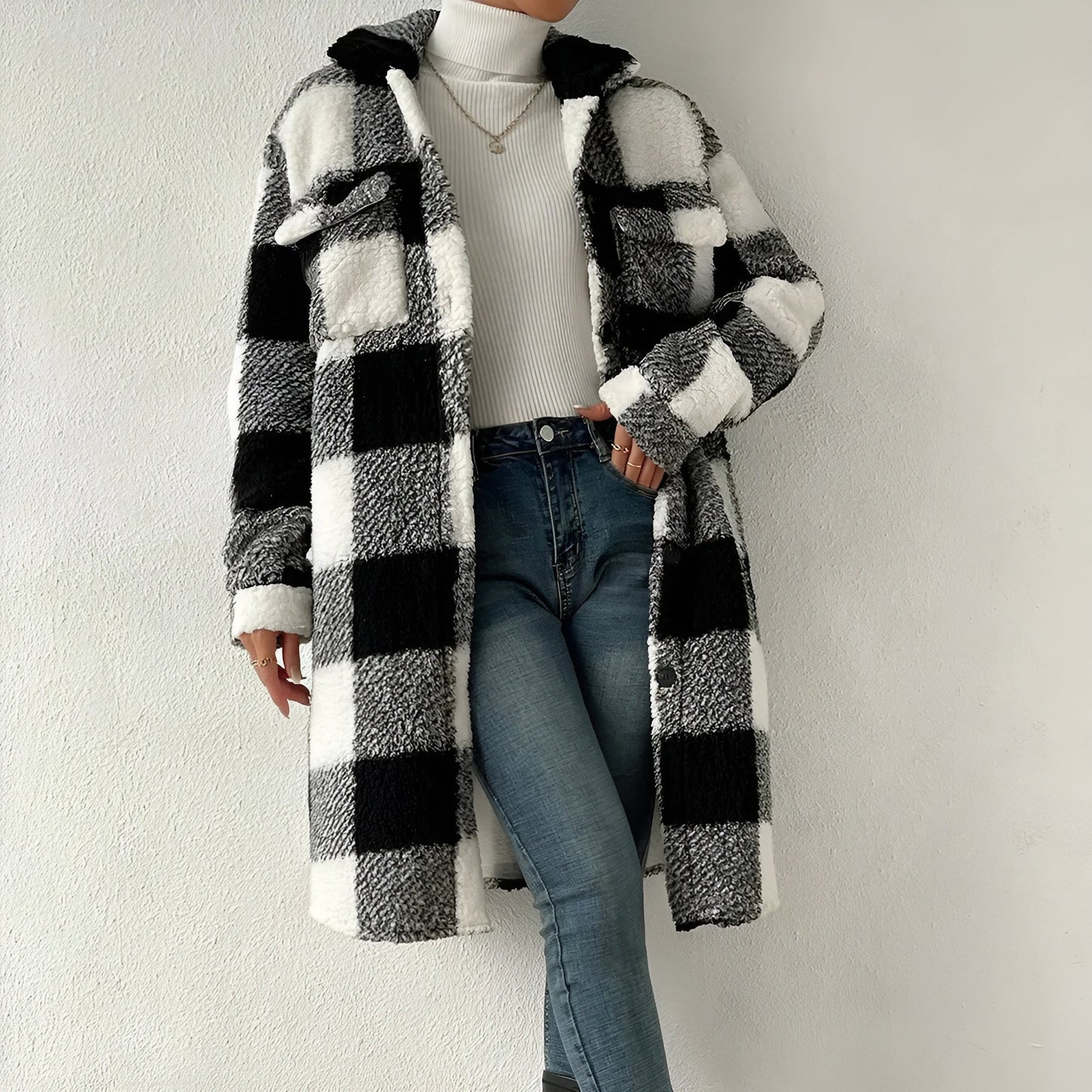 Damen Karierter Mantel
