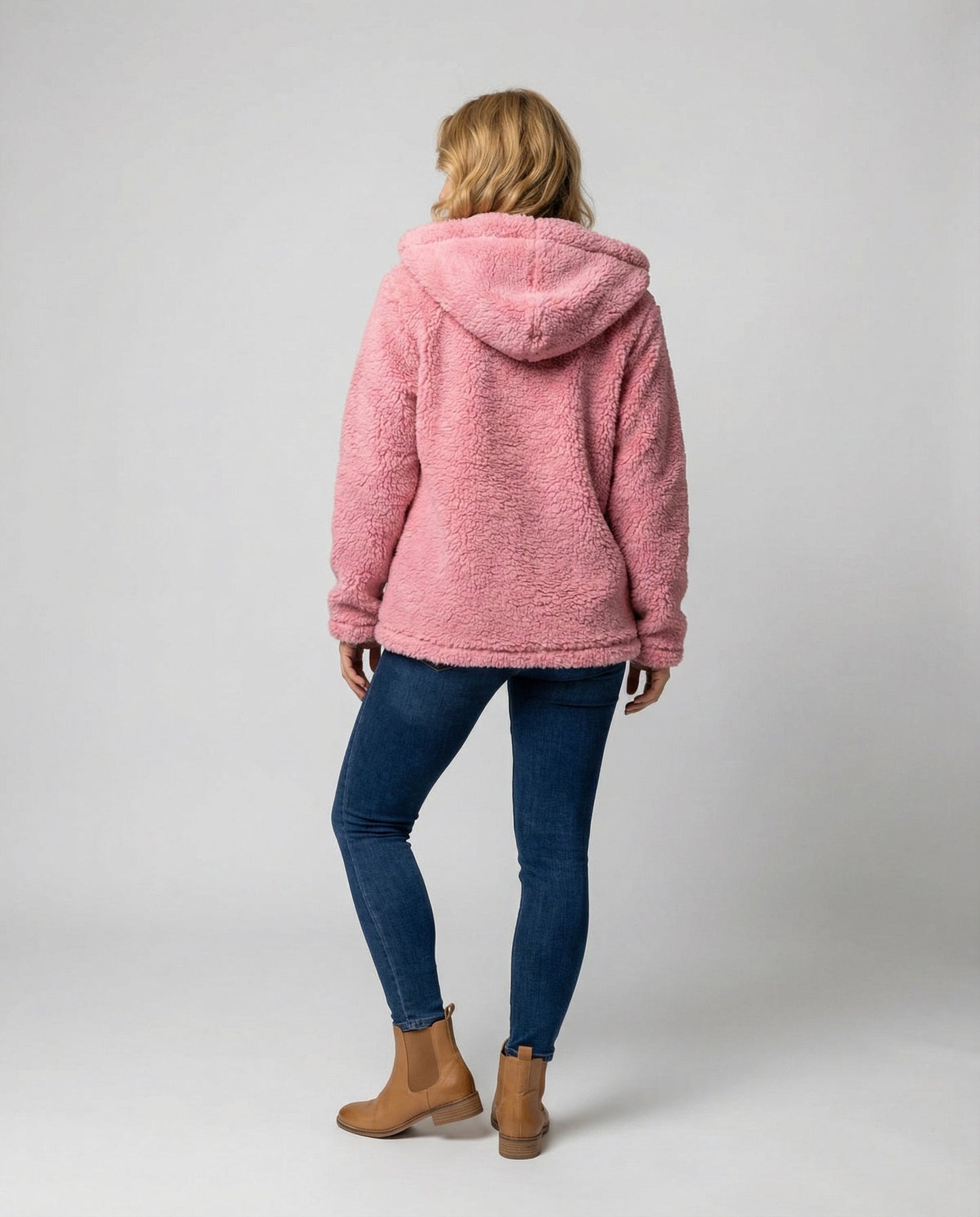 Damen Fleecejacke Teddyoptik