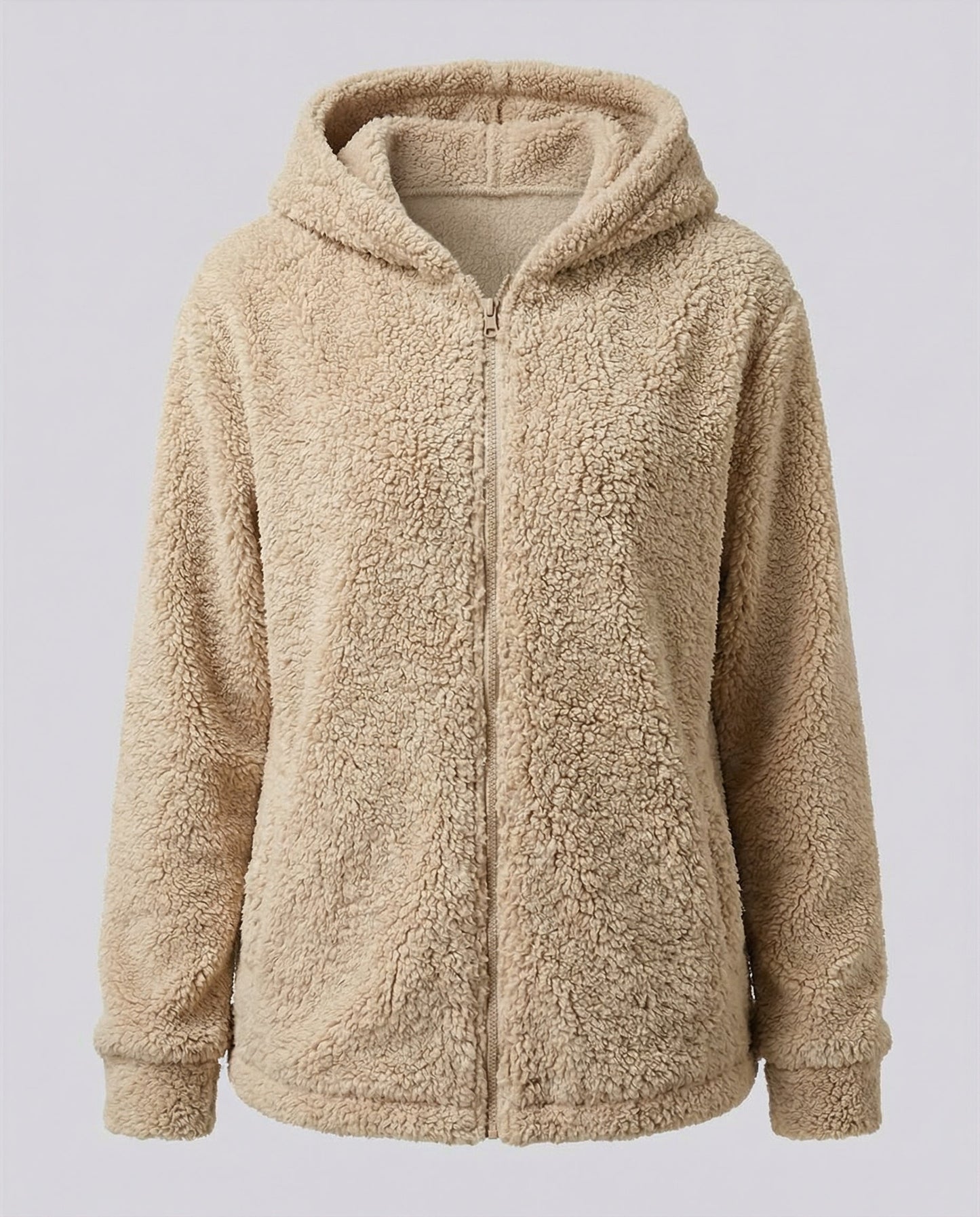 Damen Fleecejacke Teddyoptik