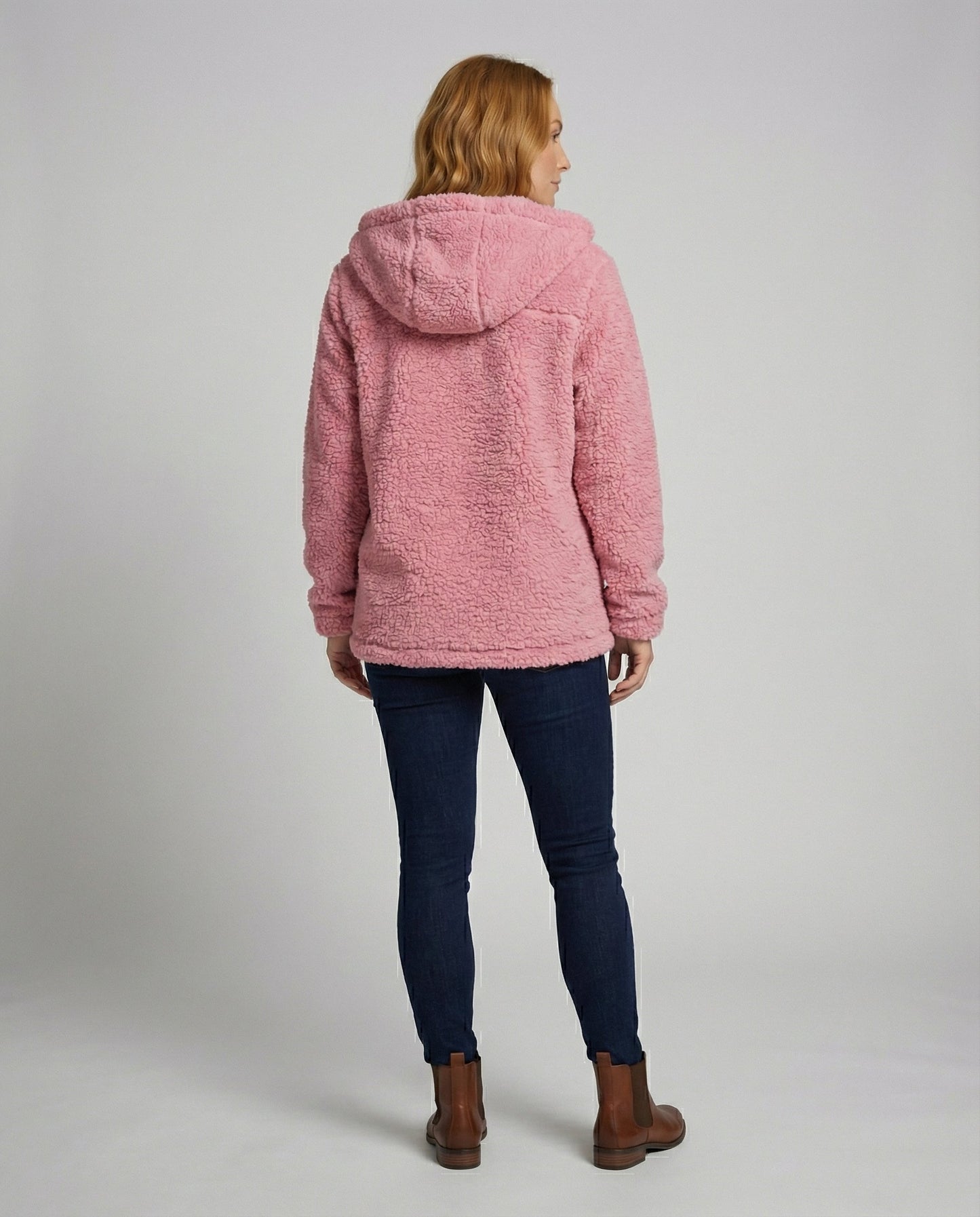 Damen Teddy Fleecejacke Lang