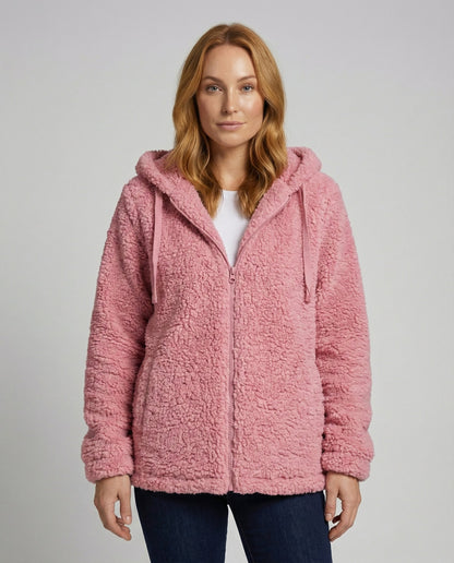 Damen Teddy Fleecejacke Lang - Norvielle
