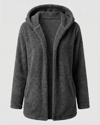Damen Teddy Fleecejacke Lang