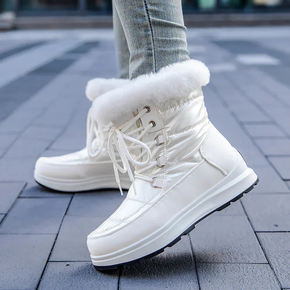 Damen Winterstiefel Isoliert Wärme Rutschfeste Sohle Schwarz - Norvielle