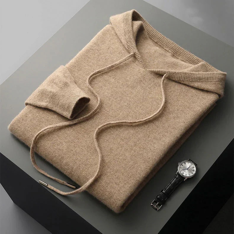 Herren Kaschmir-Hoodie Weich Beige - Norvielle