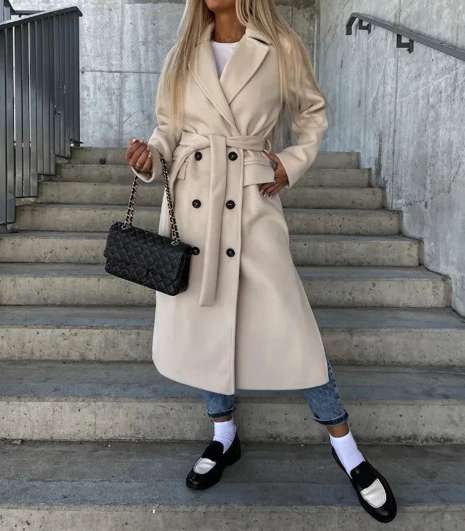 Damen Trenchcoat Langärmelig Knopfleiste